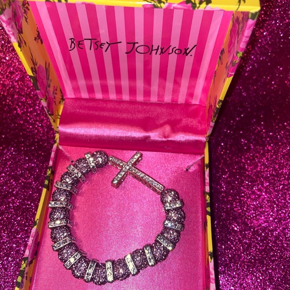 Diamond studded cross bracelet